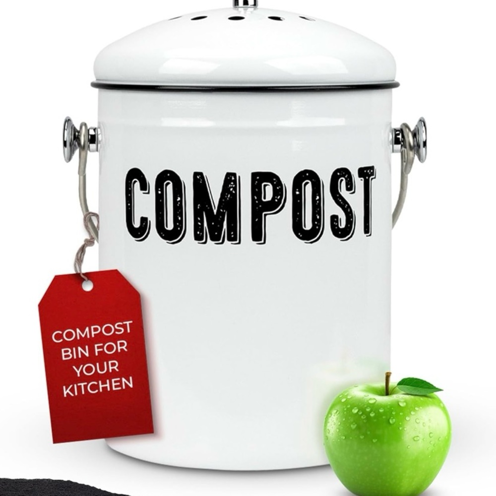 White Compost Bin for Kitchen by Klarstein